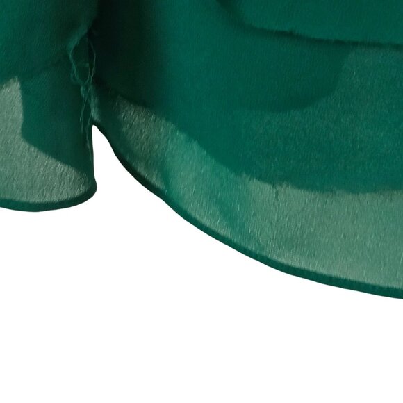 Festive Holiday Christmas Party Y2K Layer Tier Raw Edge Sheer Top Taroo Green SM - Picture 10 of 14
